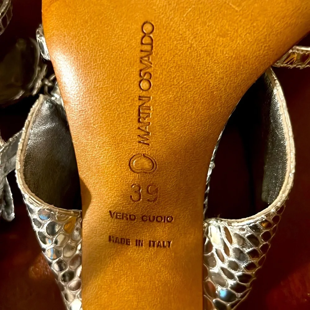 Martini Osvaldo. Silver High Heels Sandals. Size 38 or US 8